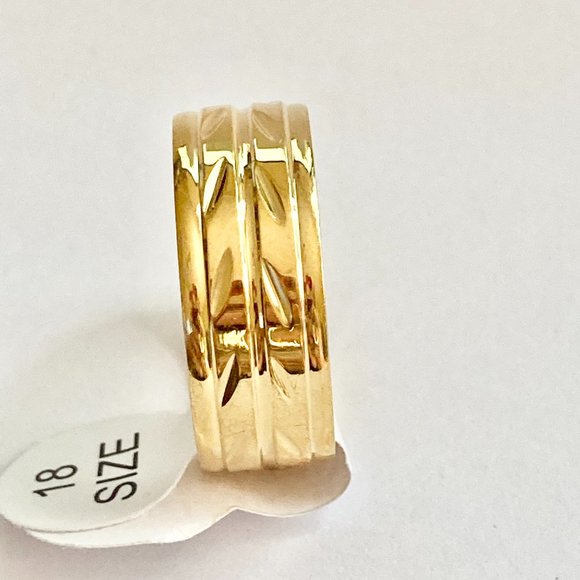 Stainless Steel Embossed Band Ring Gold Mens Womens Size 9 10 11 12 Eternity - Picture 6 of 11